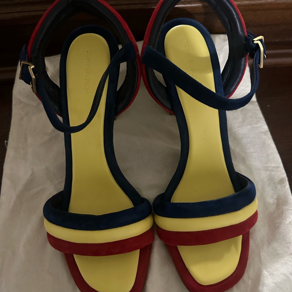 Tory Burch Red and Yellow Strappy Sandals